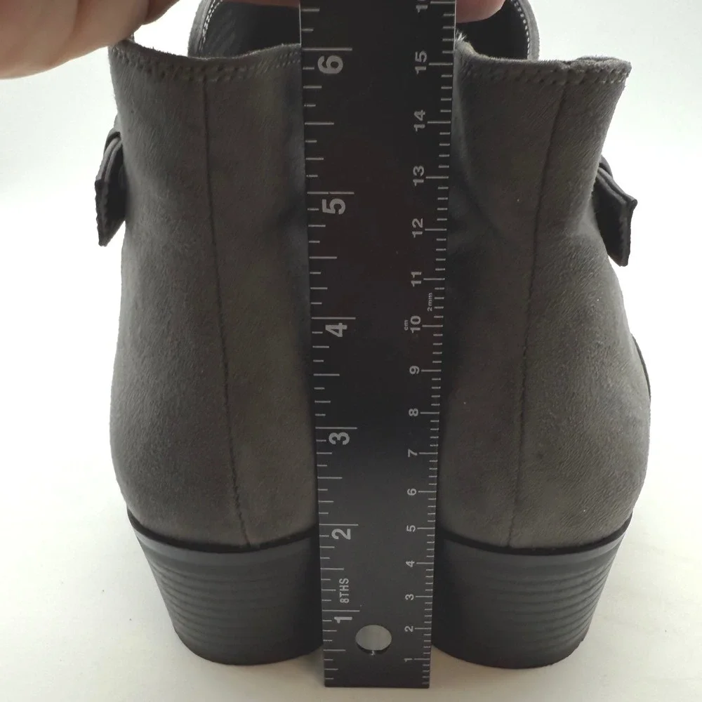 Market & Spruce Gray Suede Ankle Boots Side Zip‎ Buckle Block Heel Women US 9W